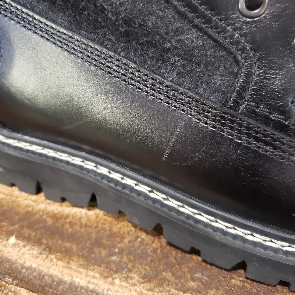 Timberland Boot Mens 12 A1PIZ Black Good Leather American Woolen Co Lace Up